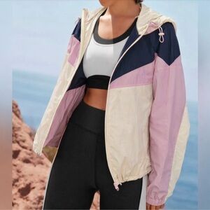 Johnny Was Calme Elements White Lavender Blue Windbreaker Women’s Size Large